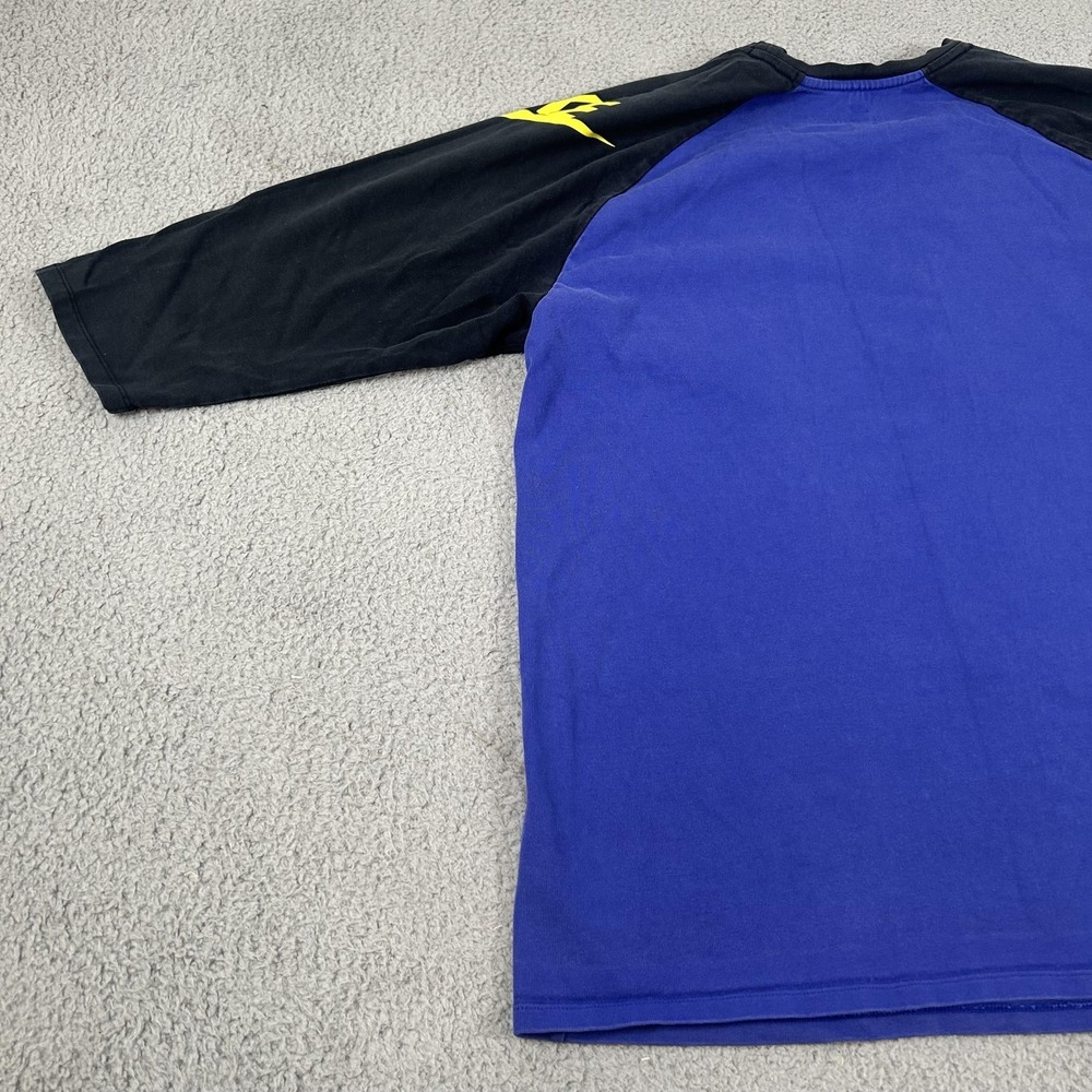 Nike Shirt Mens 2XL Blue Black 3/4 Sleeve Raglan Colorblock Swoosh Tee Logo - Picture 16 of 16
